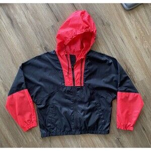 Vintage Surf Rags Kids Youth Windbreaker Jacket Red / Black 90s